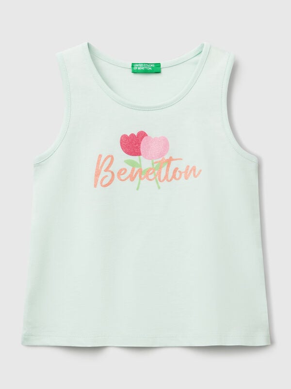 Canotta con logo in cotone bio Bambina