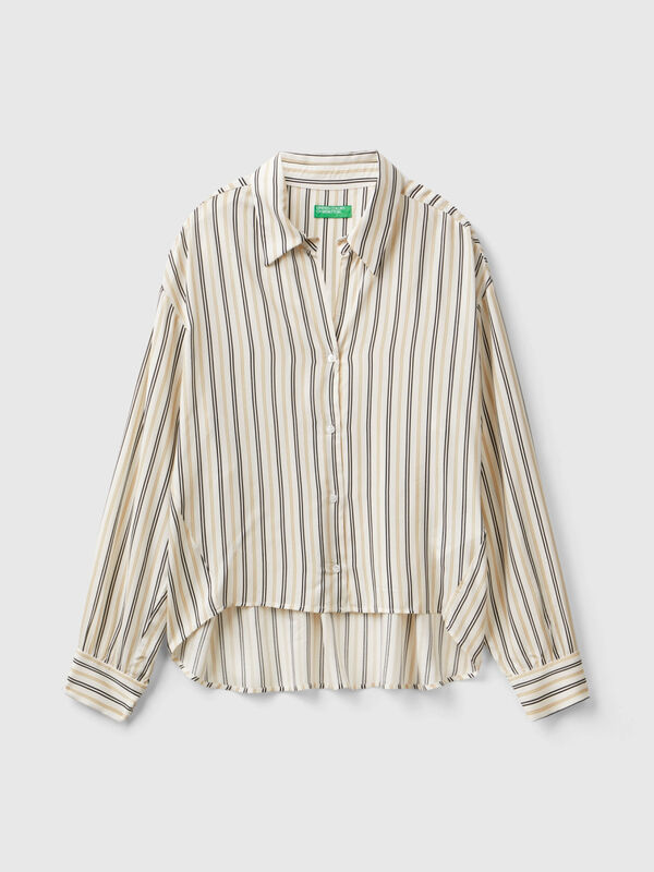 Striped shirt with V-neck Women