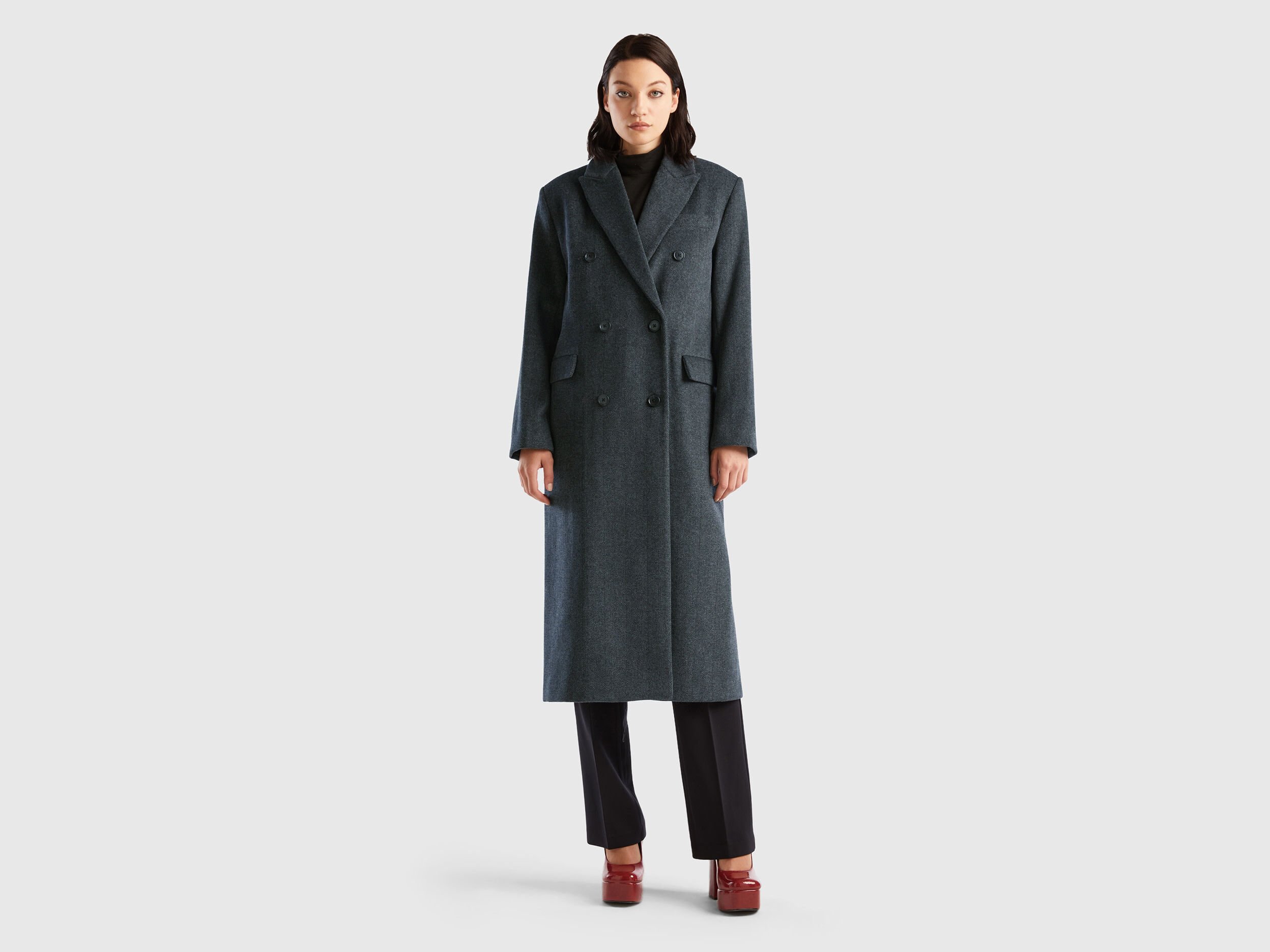Long double breasted coat sales