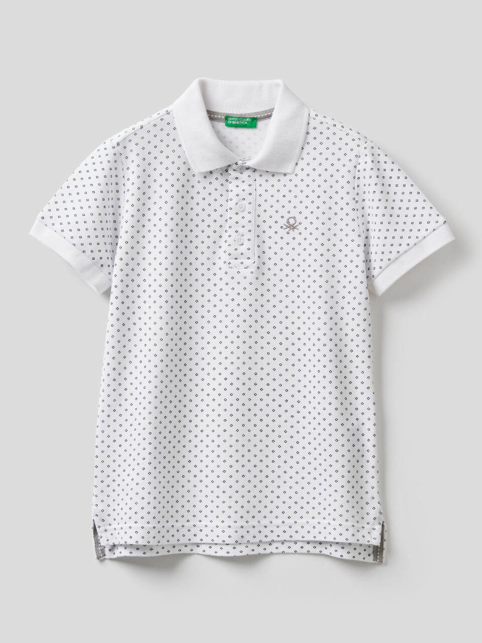 Polo in cotton with micro print image number 1