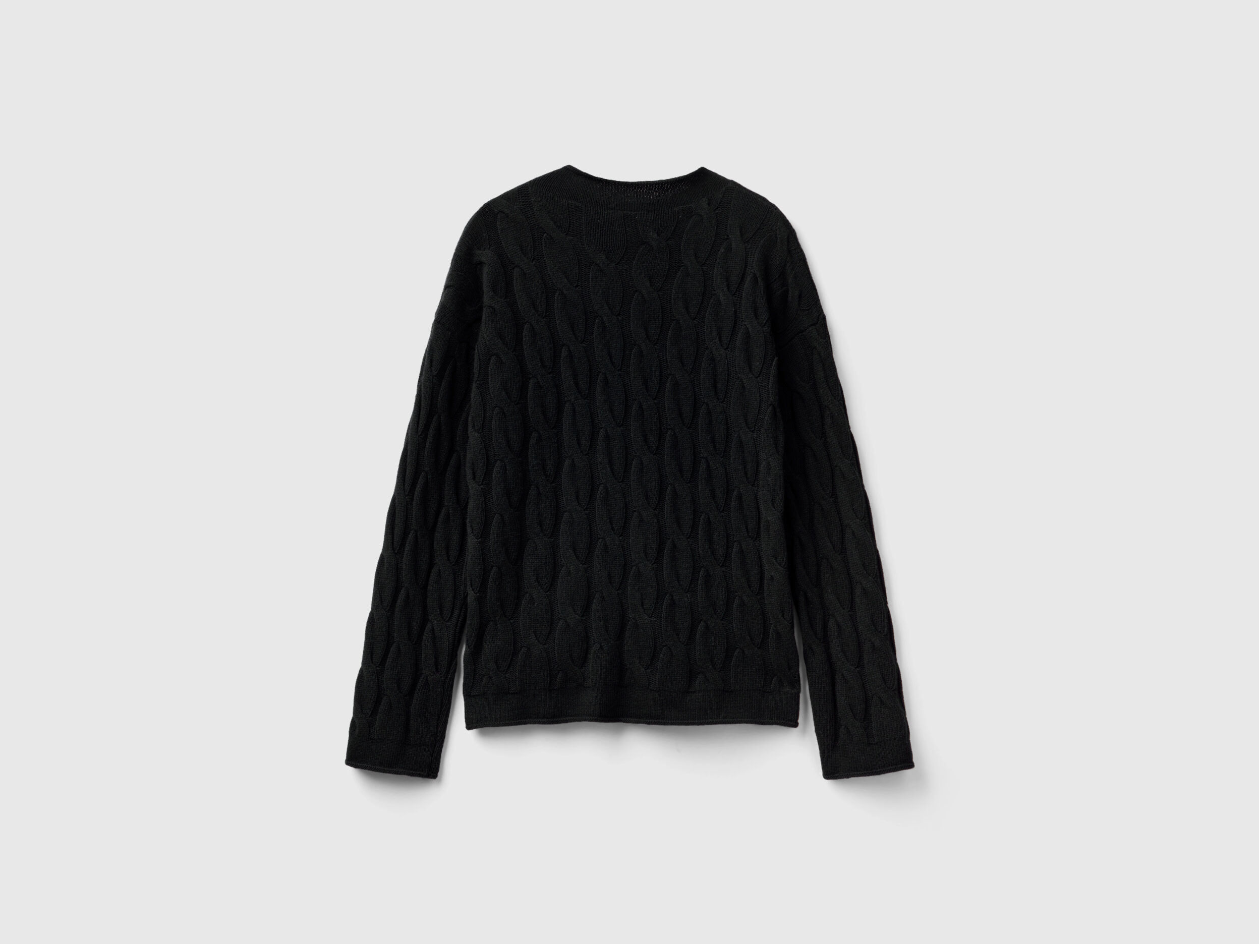 Cable knit sweater Black Benetton