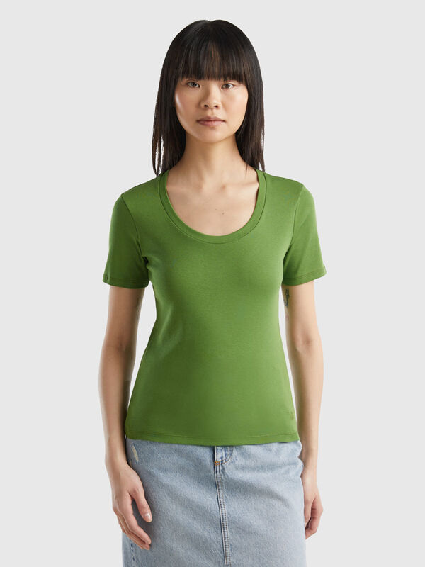 Kurzärmeliges T-Shirt aus Langfaser-Baumwolle Damen