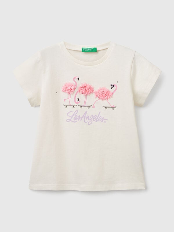 T-shirt with petal effect applique Junior Girl