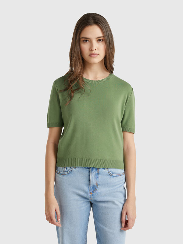 Short sleeve 100% cotton sweater Women