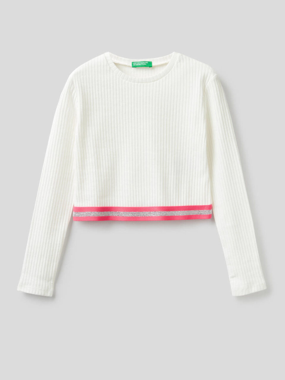 T-shirt cropped in cotone elasticizzato image number 1