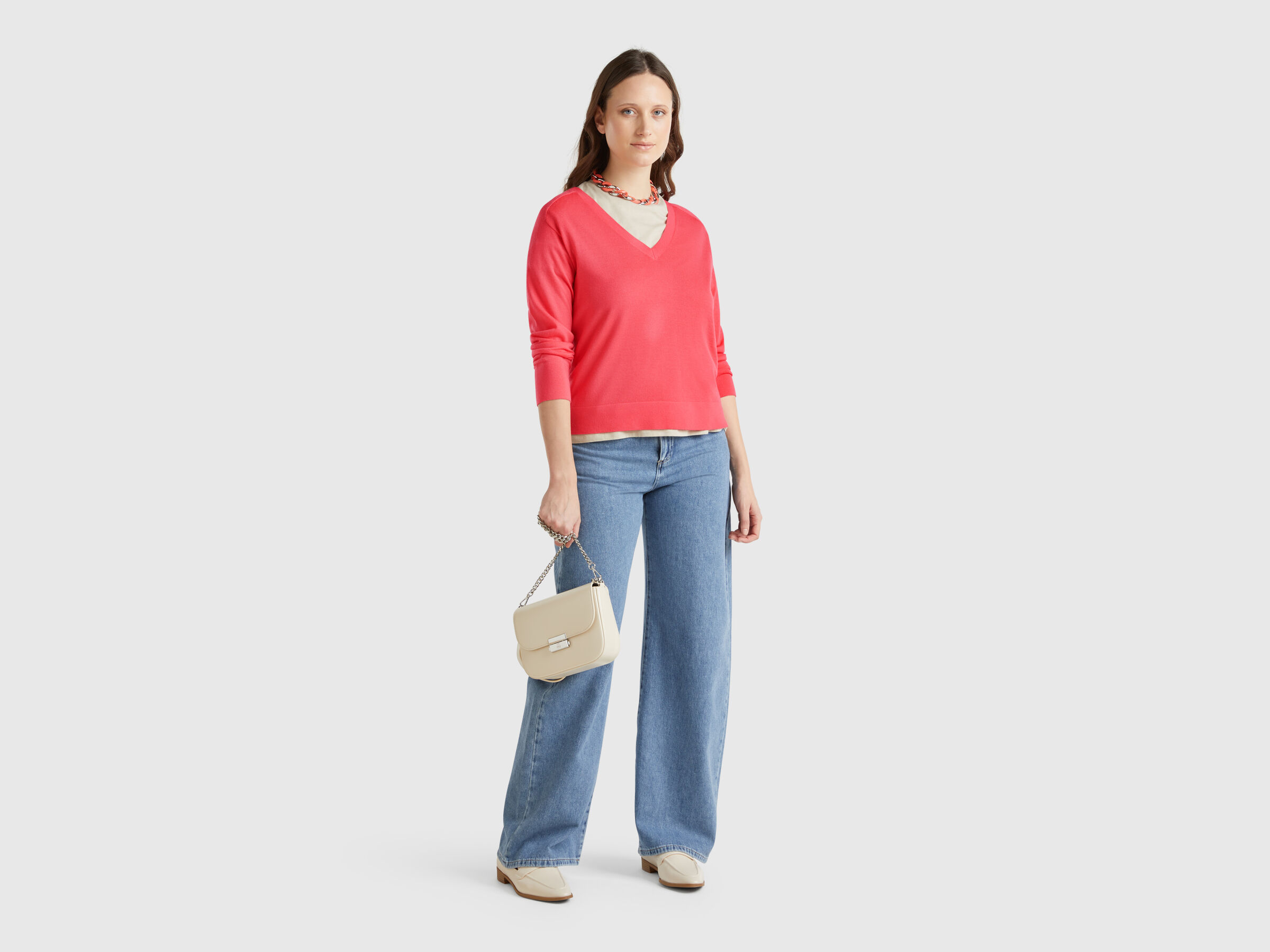 V NECK SWEATER L/S Damen image number 2