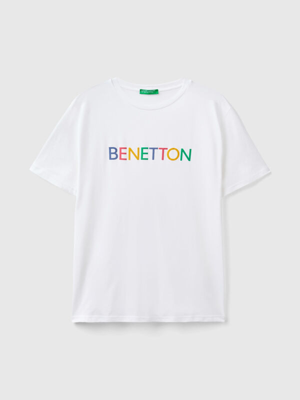 T-shirt blanc en coton bio à logo Homme