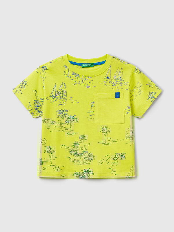 T-shirt over fit con stampa mare Bambino