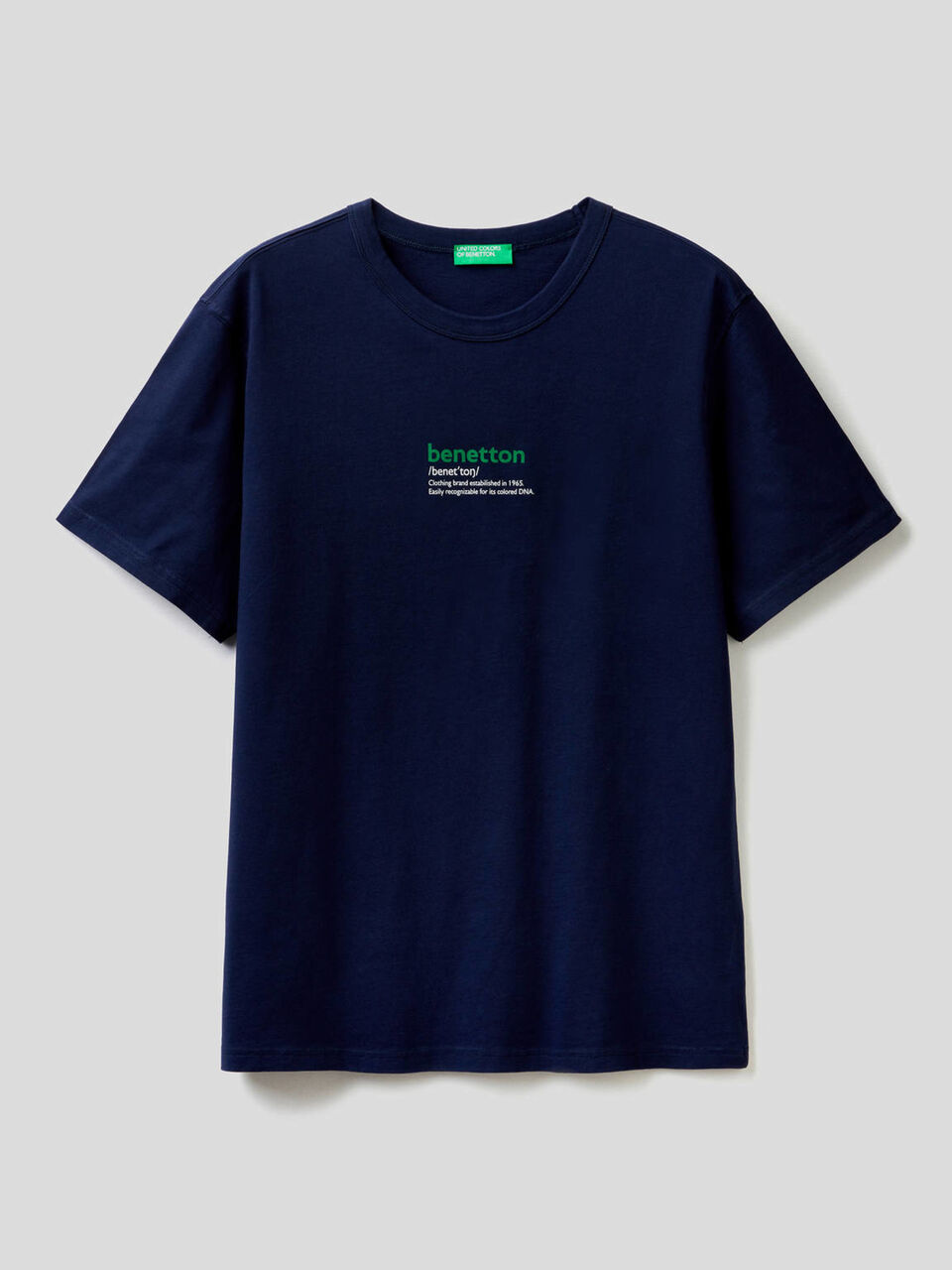 T-shirt bleu foncé 100% coton avec imprimé image number 1
