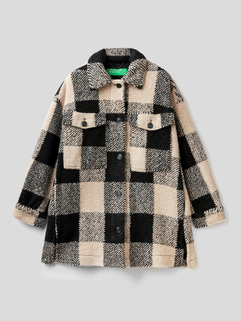 Overshirt a quadri in misto lana image number 1