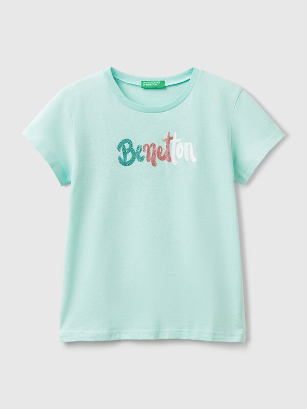 T-shirt en coton à logo pailleté Filles