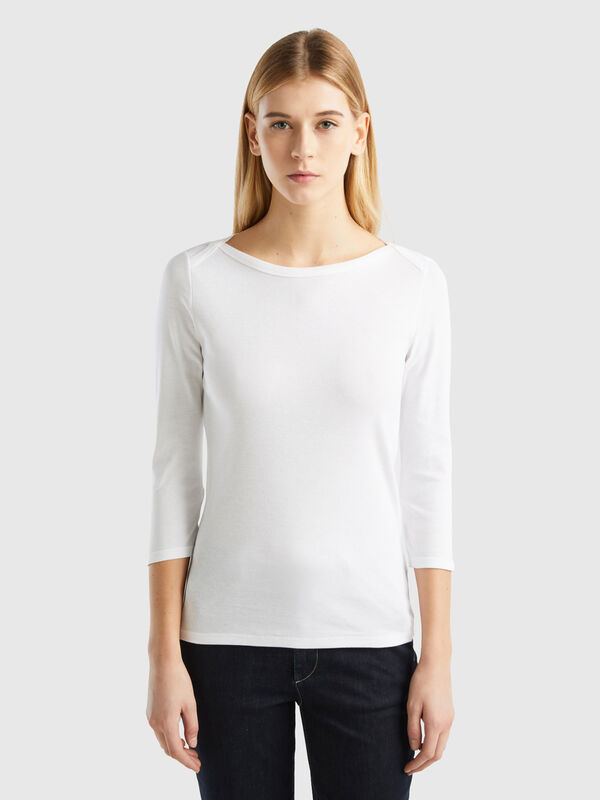 T-shirt con scollo a barchetta 100% cotone Donna
