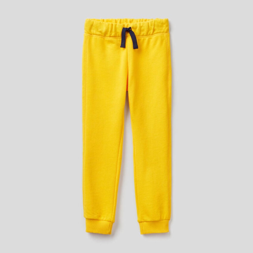 Pantaloni gialli in felpa 100% cotone