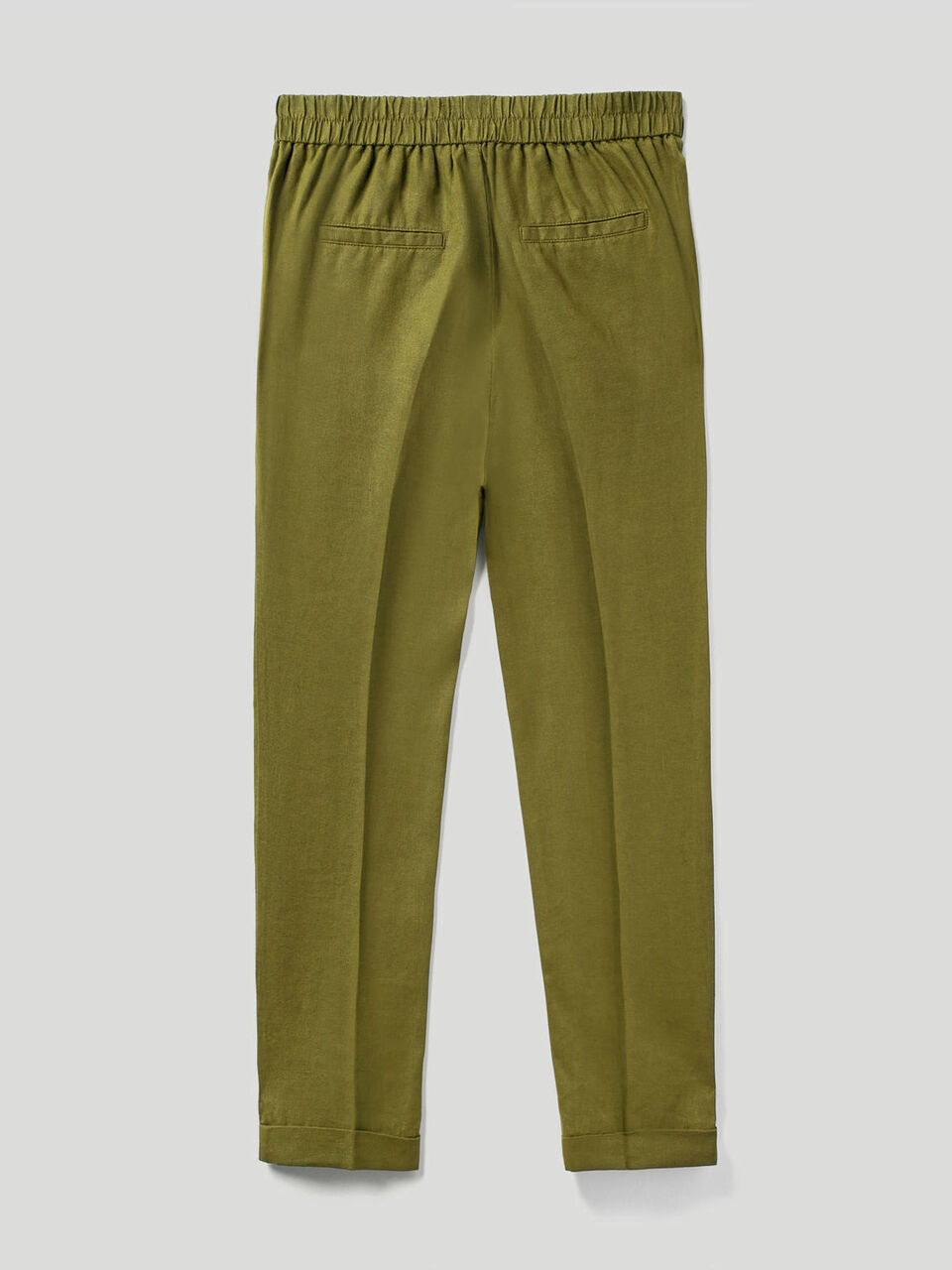Cropped trousers in 100% linen image number null