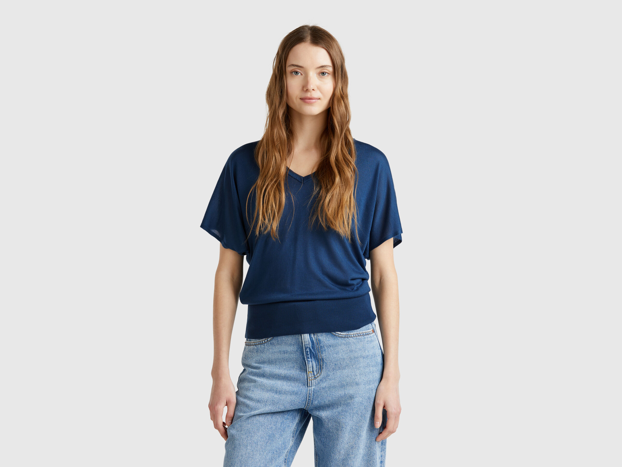 V NECK SWEATER H/S Femme image number 0