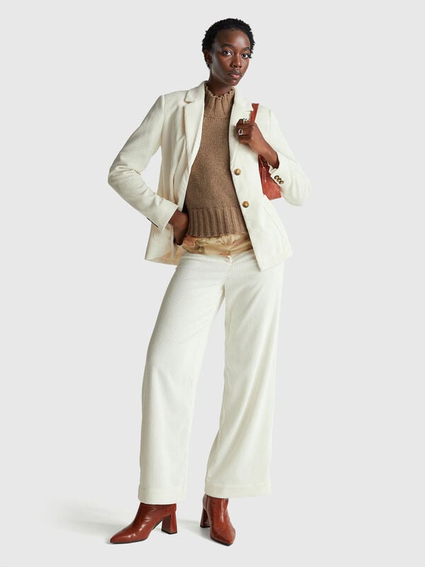 Pantalon évasé en velours Femme