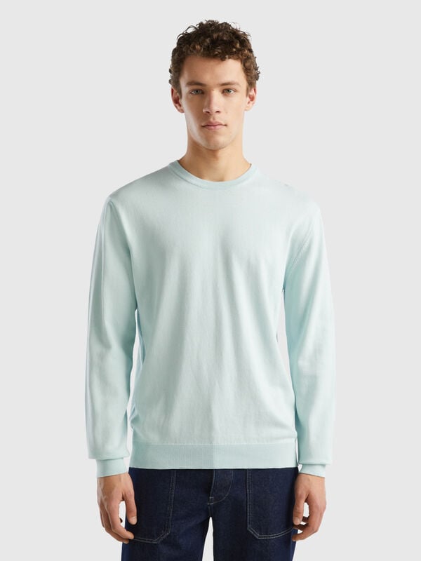 Crew neck sweater in 100% cotton Men