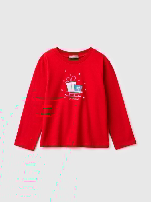 T-shirt con stampa glitter Bambina