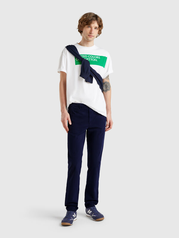 Midnight blue slim fit chinos Men