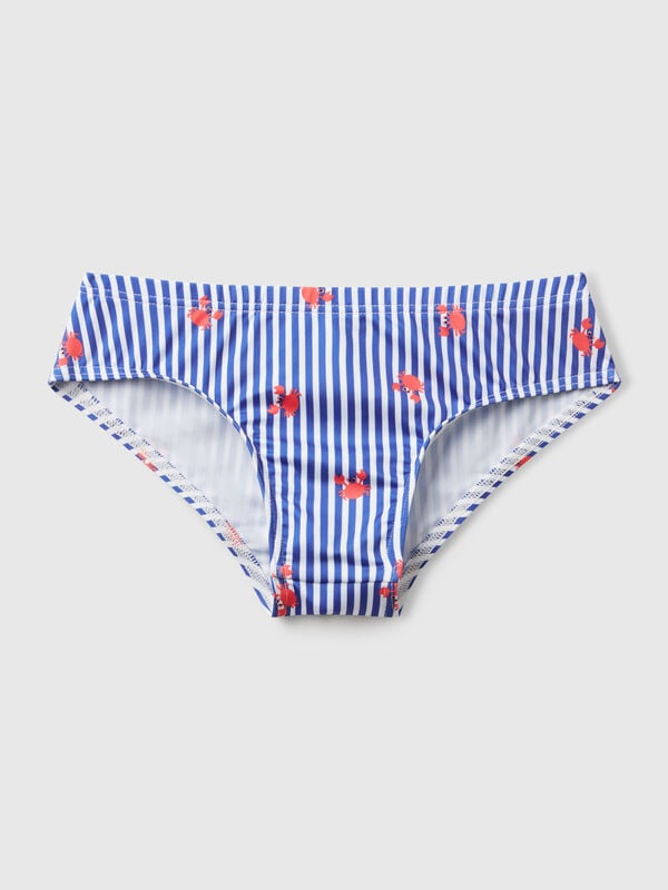 Gestreifte Badehose mit Krabbenprint Jungen