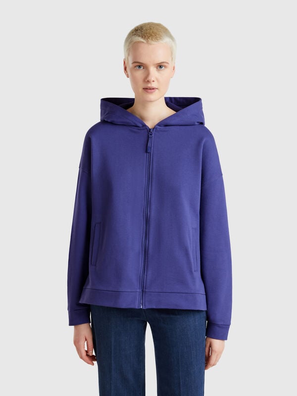 Sweat 100% coton avec zip et capuche Femme