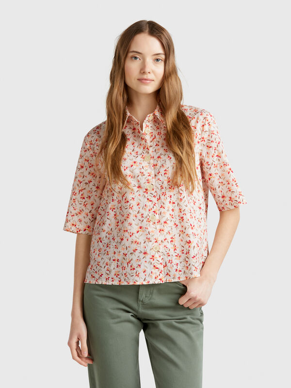 Camicia fantasia in cotone leggero Donna