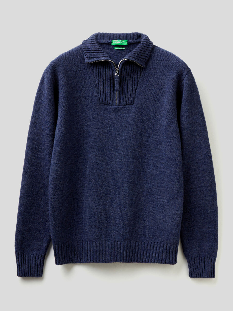Maglia con collo zippato in pura lana image number 1