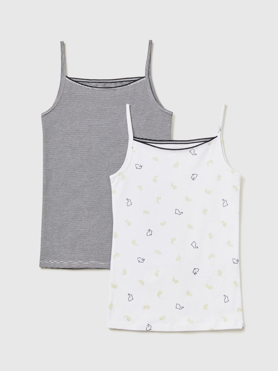 Two patterned camisole tops in stretch cotton