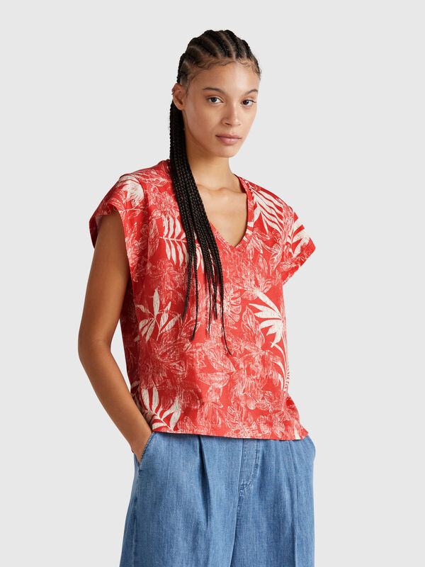T-Shirt mit Blumendruck Damen