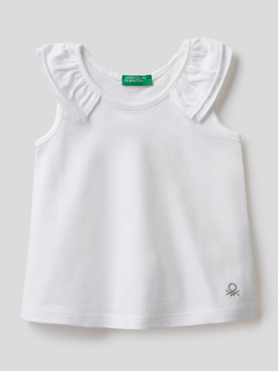 Top in cotone biologico con rouches image number 1