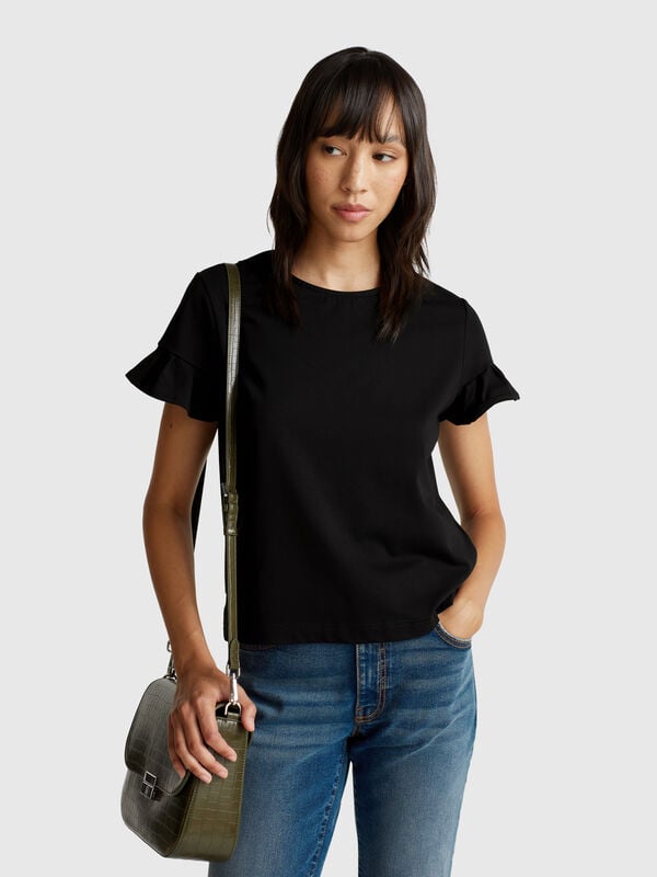 T-Shirt mit Rüschenärmeln Damen