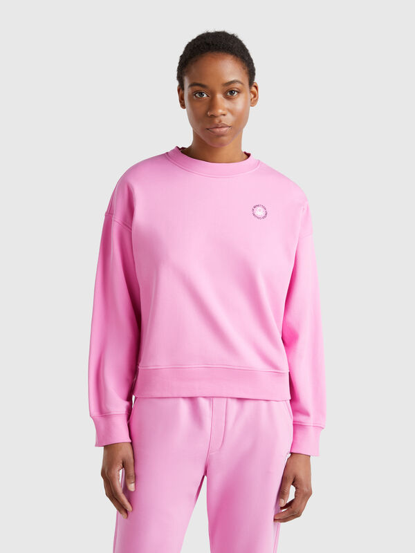 Sweatshirt mit Rundhalsausschnitt aus Baumwollmischung Damen