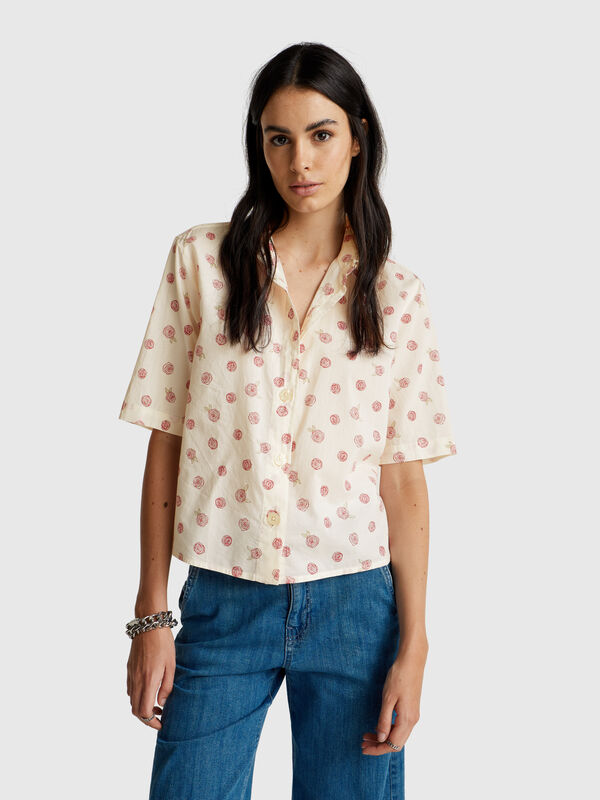 Chemise à motifs à manches courtes Femme