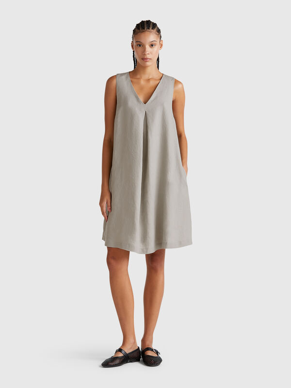 Ärmelloses Kleid aus reinem Leinen Damen