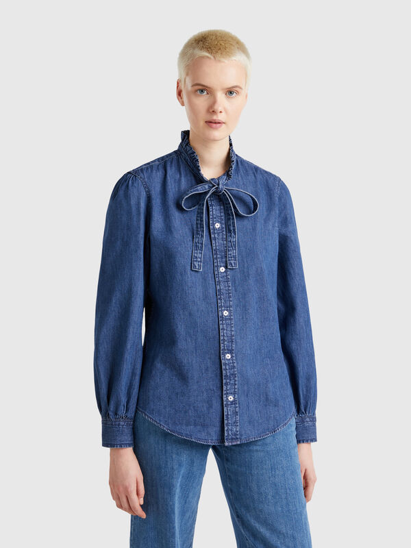 Camicia con colletto rouches Donna