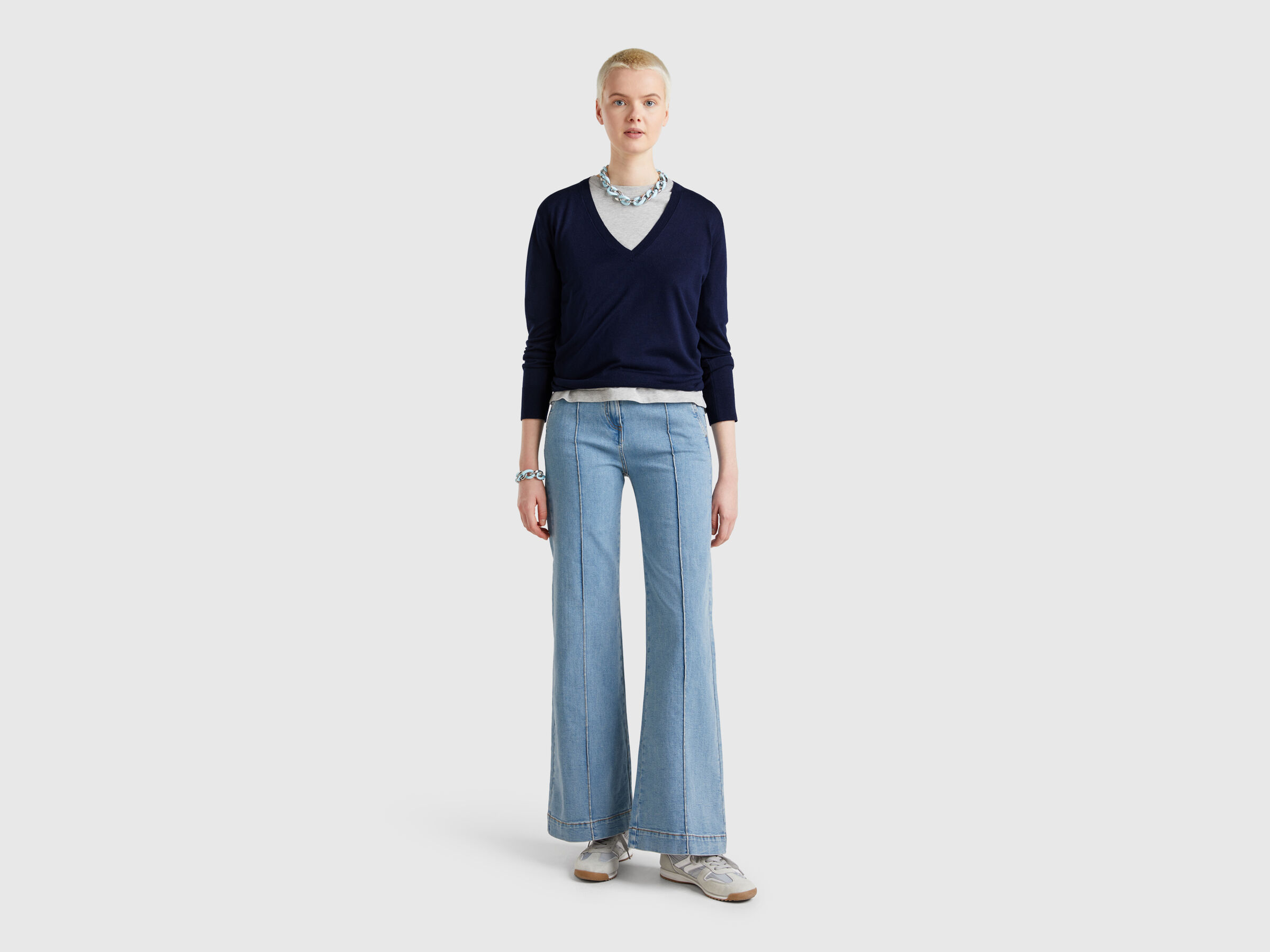 MAGLIA SCOLLO V M/L Donna image number 2
