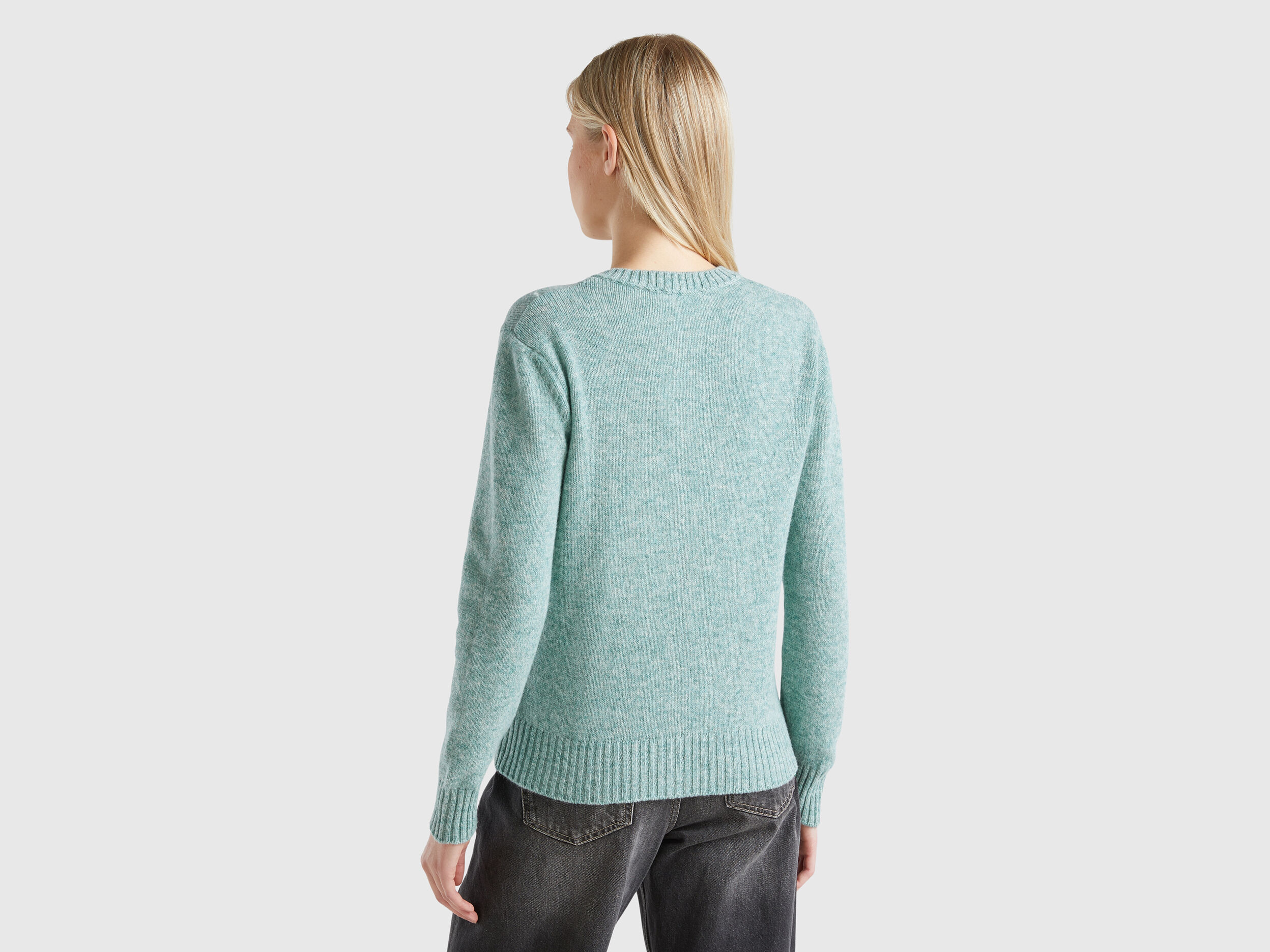 Cardigan in pure Shetland wool - Aqua | Benetton