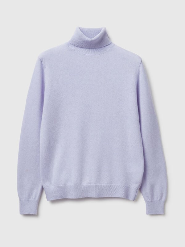 Lilac turtleneck sweater in pure Merino wool Women