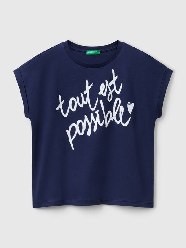 T-shirt coupe boxy avec imprimé et paillettes Filles