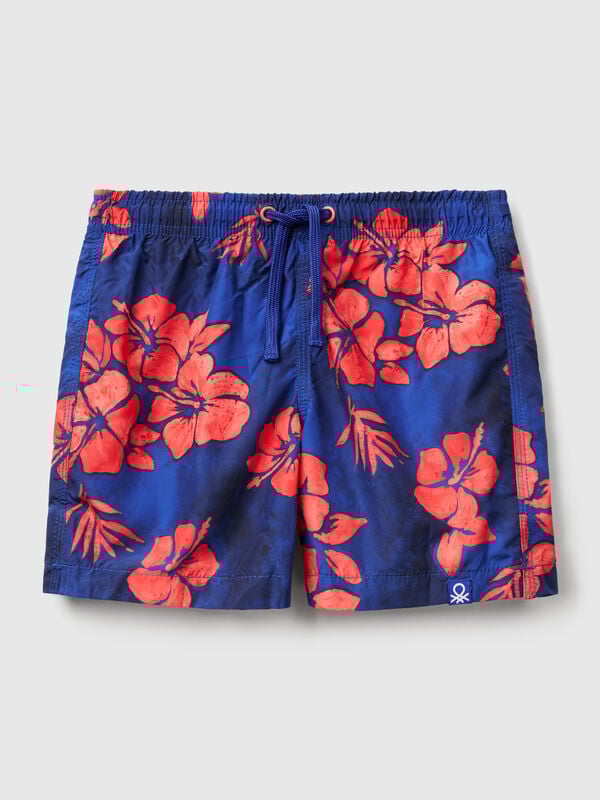 Short de bain en nylon à motifs Garçon