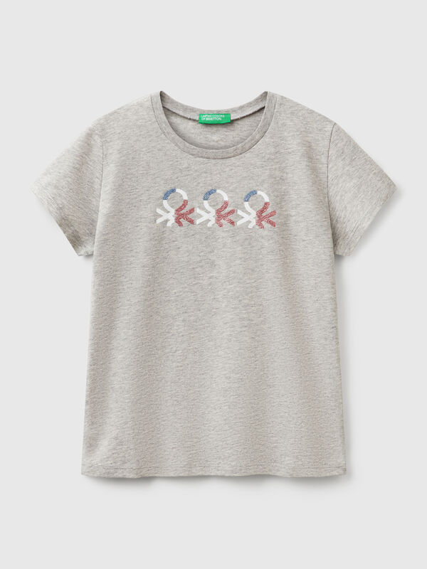 Glitzer-Logo-T-Shirt aus Baumwolle Mädchen