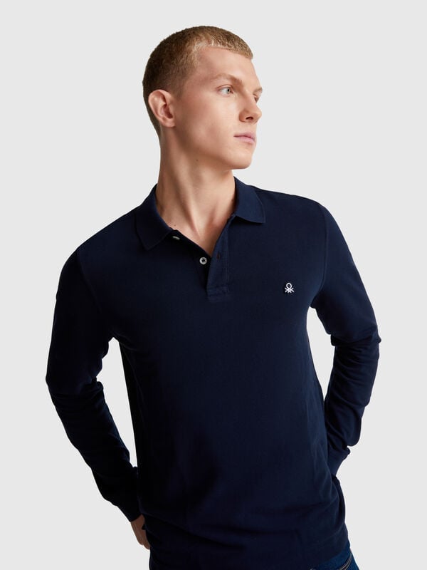 Langärmliges Poloshirt aus Baumwolle Herren