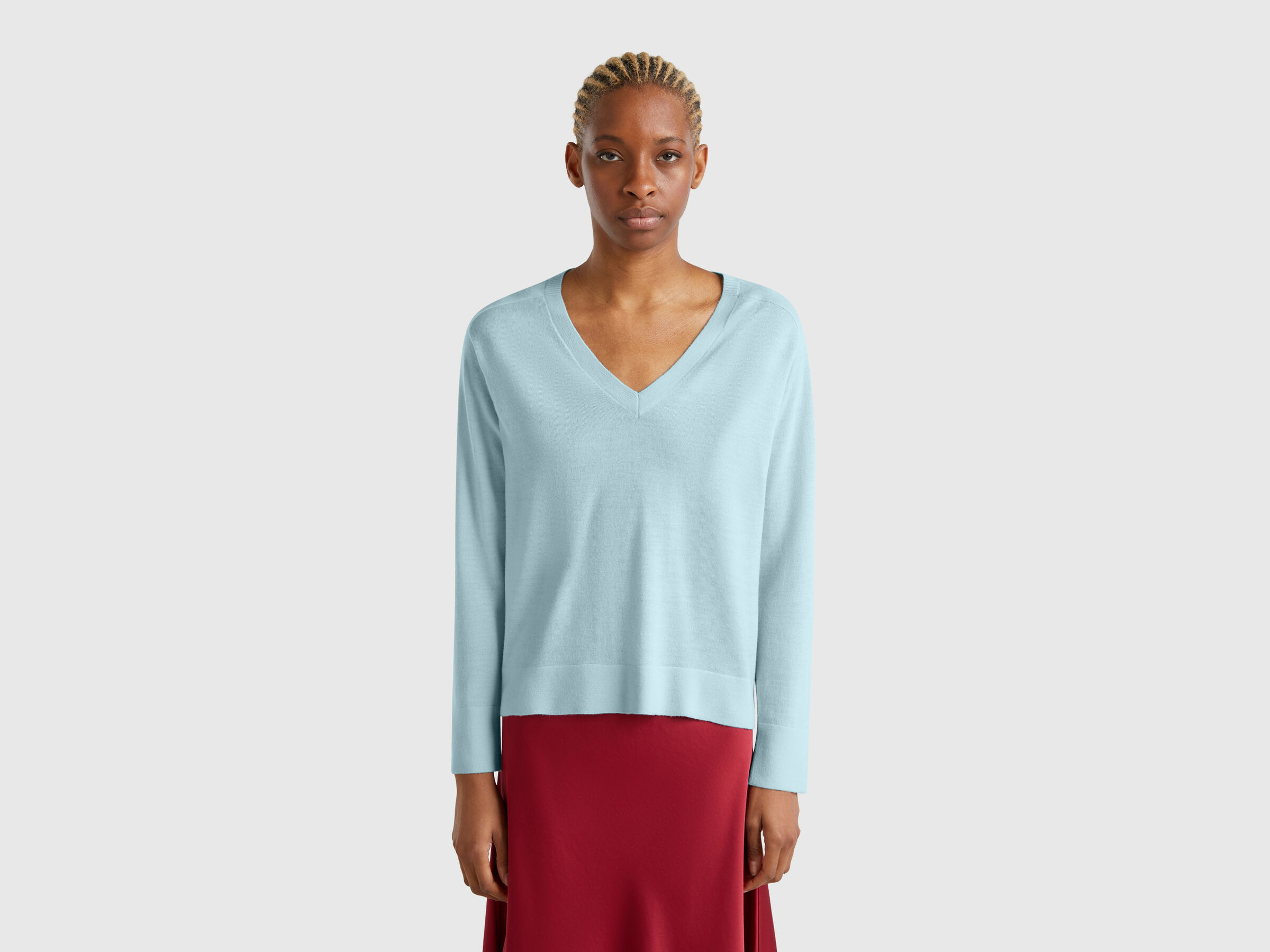 MAGLIA SCOLLO V M/L Donna image number 0
