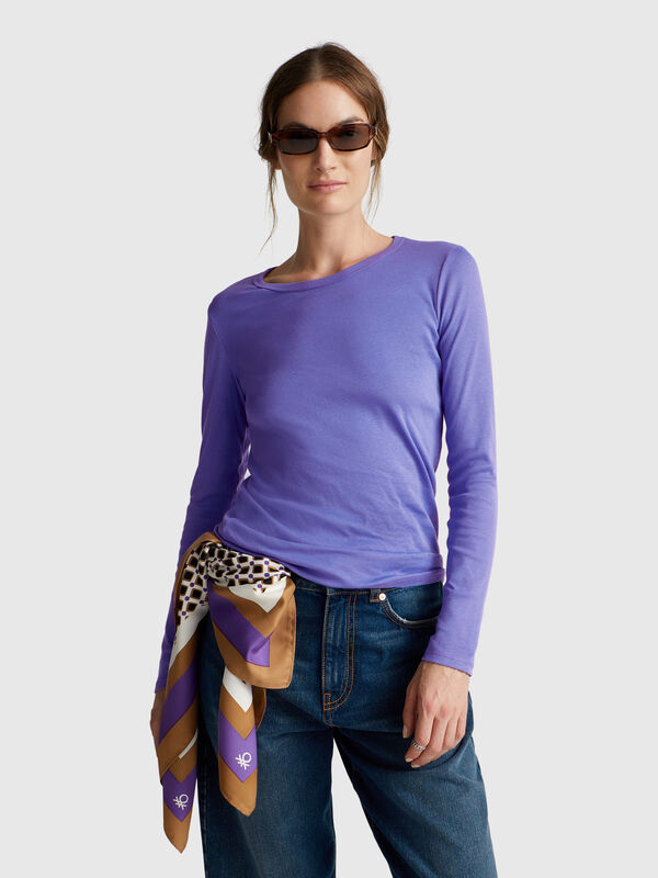 Langarm-T-Shirt aus 100 % Baumwolle Damen