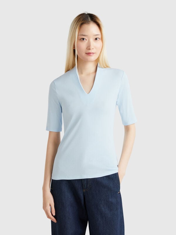 Schmal geschnittenes T-Shirt aus langfaseriger Baumwolle Damen