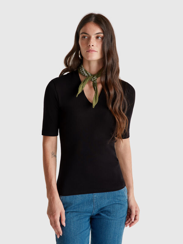 Slim Fit T-Shirt aus langfaseriger Baumwolle Damen