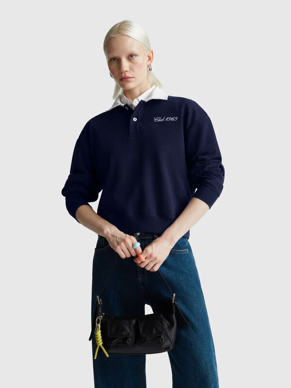 Polo in comfort fit sweat fabric Women