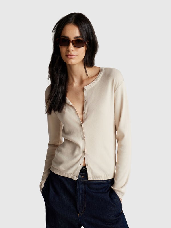 Cardigan beige 100% coton Femme