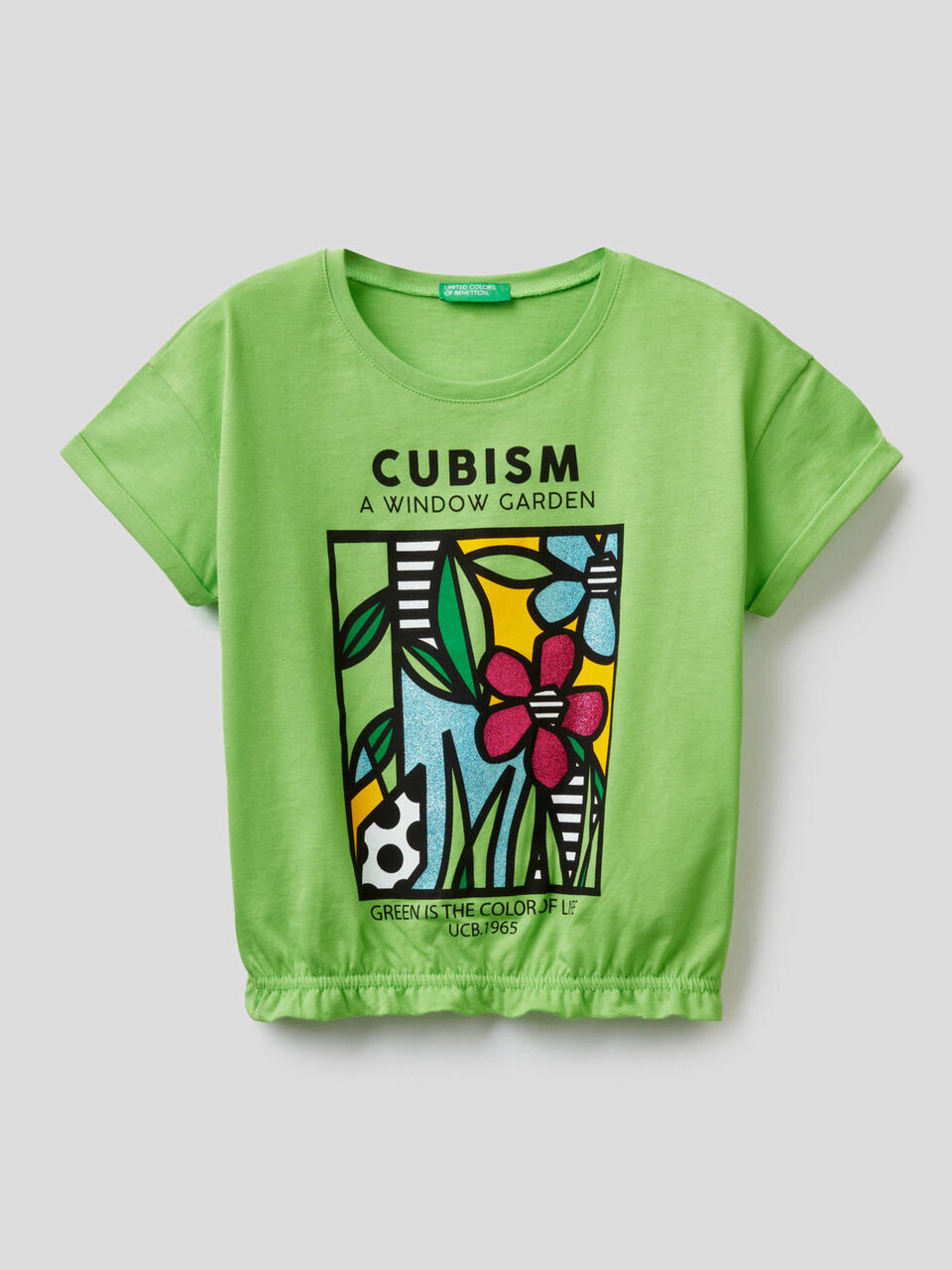 T-Shirt mit Print und elastischem Saum unten image number 1