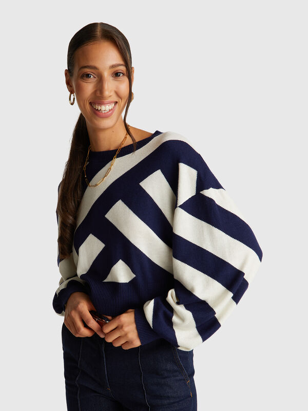 Maglia cropped a righe regimental Donna